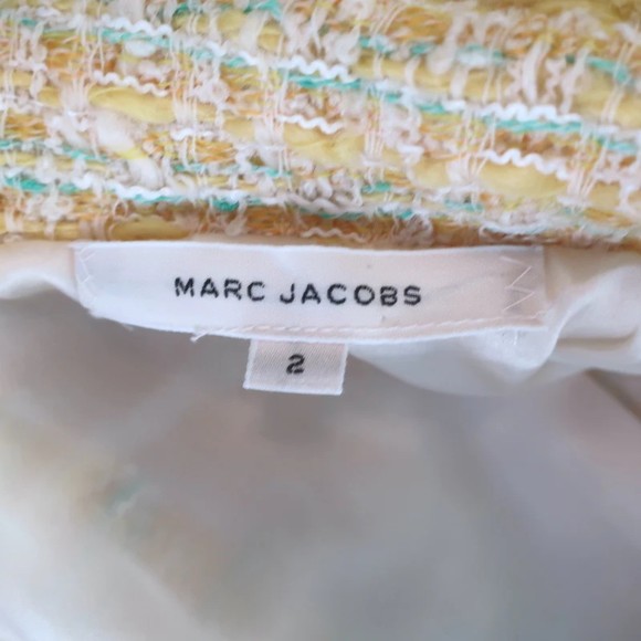 Marc Jacobs Tweed Coat Light Yellow Virgin Wool Size 2 - Picture 7 of 8